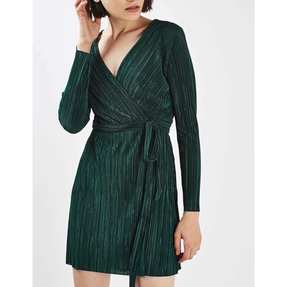 plisse wrap dress